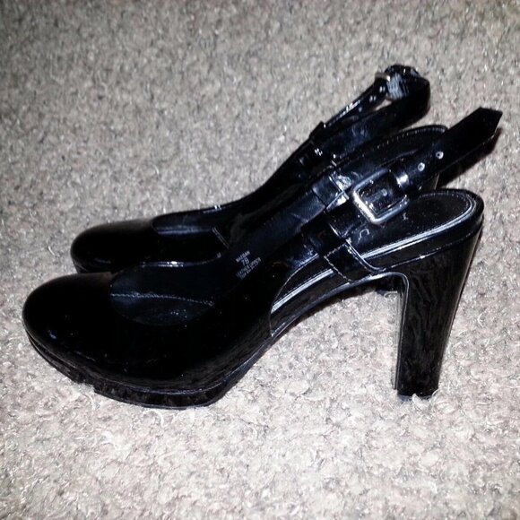 LAUREN by Ralph Lauren-Maegan-Black Patent Leather Slingback Heels-Size 7B-NWOB - Picture 2 of 7